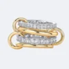 Stylish Diamond Studded Gold Leaf Shape Women Ring